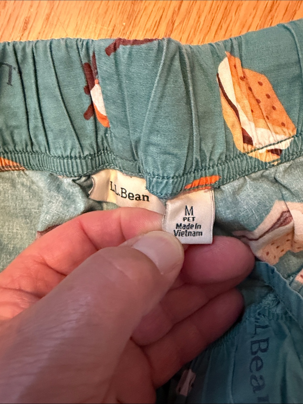 L.L. Bean cotton pajama pants size medium petite s’mores teal loungewear - Picture 2 of 9